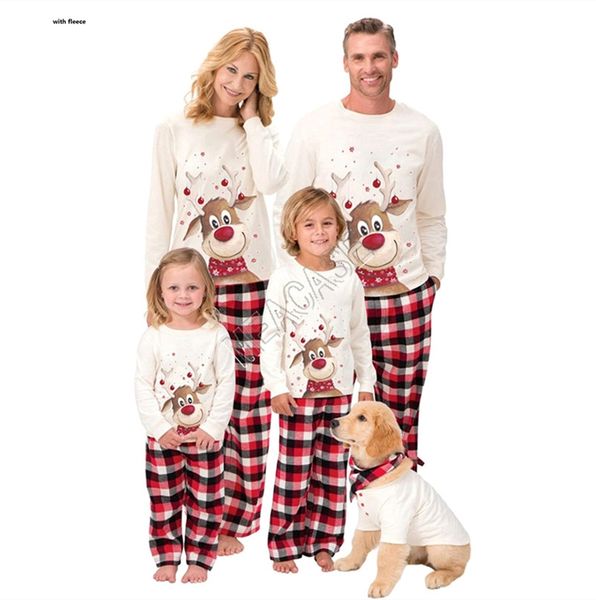 family christmas pajamas 2 piece fleece lined blouse t shirt plaid pants trousers matching suit xmas elk nightwear cartoon sleepwear d91608, White
family christmas pajamas 2 piece fleece lined blouse t shirt plaid pants trousers matching suit xmas elk nightwear cartoon sleepwear d91608, White
