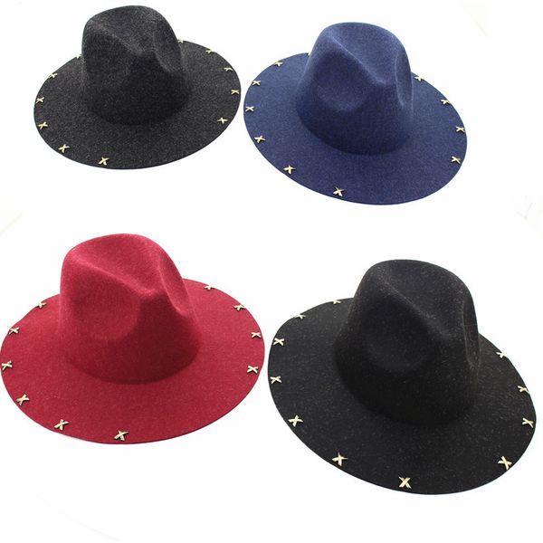 wide brim hats british retro wool blends fedora with rivet felt men women jazz cap vintage panama sun top, Blue;gray
wide brim hats british retro wool blends fedora with rivet felt men women jazz cap vintage panama sun top, Blue;gray
