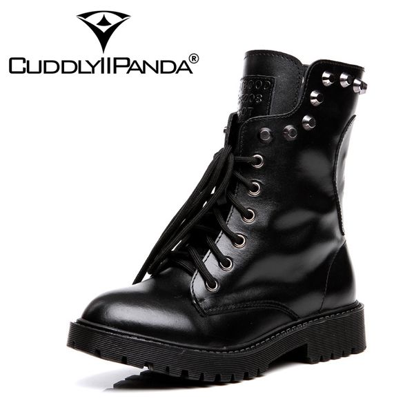 boots cuddlyiipanda fashion genuine leather women rivets short autumn winter ankle riding botas mujer, Black
boots cuddlyiipanda fashion genuine leather women rivets short autumn winter ankle riding botas mujer, Black