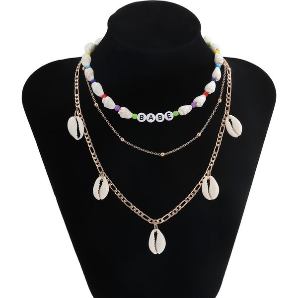 5sets/lot european ethnic style shell chokers multi layer colorful beaded letter pendant chains female copper gold clavicle necklaces, Silver
5sets/lot european ethnic style shell chokers multi layer colorful beaded letter pendant chains female copper gold clavicle necklaces, Silver