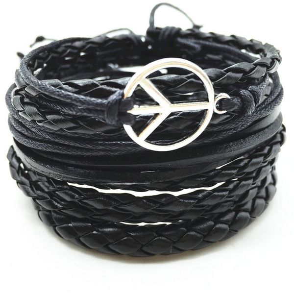 5pcs/set fashion vintage punk black weave wrap tree anchor music peace charm leather bracelet for women female male men jewelry, Golden;silver
5pcs/set fashion vintage punk black weave wrap tree anchor music peace charm leather bracelet for women female male men jewelry, Golden;silver