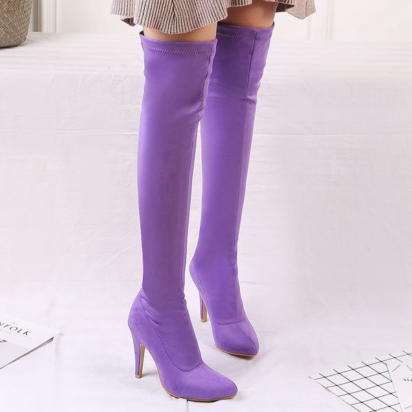 mkkhou fashion over-the-knee thigh-high boot woman 2020 autumn/winter new suede stretch slimming heel 9.5cm high-heeled boot, Black 
mkkhou fashion over-the-knee thigh-high boot woman 2020 autumn/winter new suede stretch slimming heel 9.5cm high-heeled boot, Black