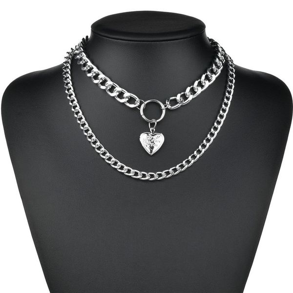pendant necklaces letapi punk metal heart choker necklace for women big thick chain round hollow multilayer long jewelry, Silver
pendant necklaces letapi punk metal heart choker necklace for women big thick chain round hollow multilayer long jewelry, Silver