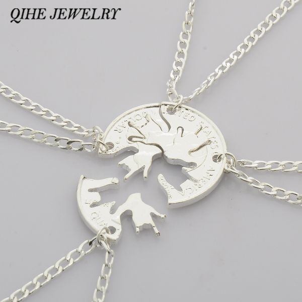 qihe jewelry 4pcs/set friend bff friendship necklace i love you hand sign cut coin puzzle jewelry creativity personality, Silver
qihe jewelry 4pcs/set friend bff friendship necklace i love you hand sign cut coin puzzle jewelry creativity personality, Silver