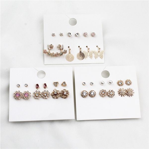 new set of combination earrings inlaid with crystal flowers and butterfly pendants, Golden;silver
new set of combination earrings inlaid with crystal flowers and butterfly pendants, Golden;silver
