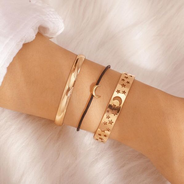 minimalist hollow star moon open bracelet sets for women charm bracelets & bangles mujer bijoux femme jewelry christmas gifts, Black
minimalist hollow star moon open bracelet sets for women charm bracelets & bangles mujer bijoux femme jewelry christmas gifts, Black