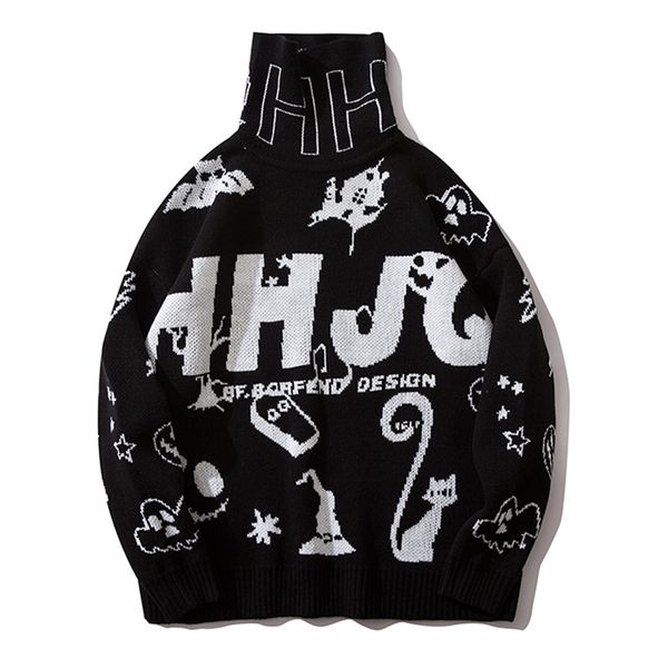 men's sweaters harajuku turtleneck knitted men women hip hop print loose pullover sweater streetwear male winter black big yards, White;black
men's sweaters harajuku turtleneck knitted men women hip hop print loose pullover sweater streetwear male winter black big yards, White;black
