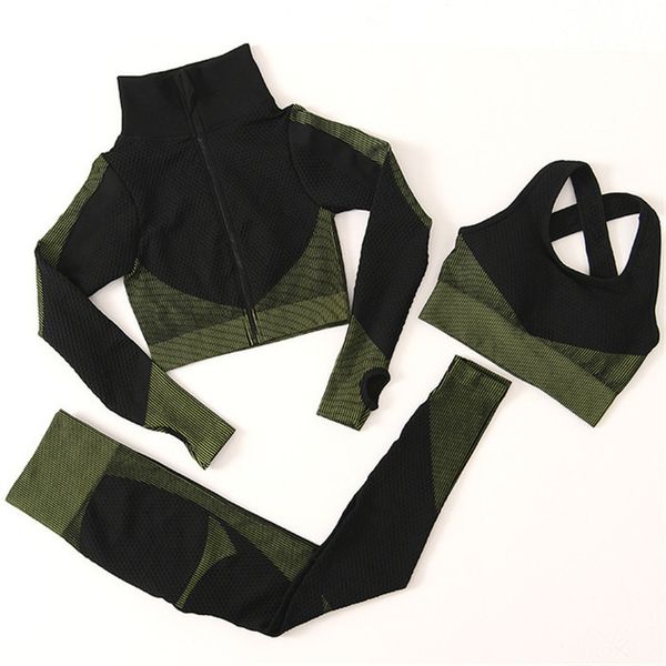 fitness suits yoga women outfits 3pcs sets zipper long sleeve sport pant bra+seamless leggings workout running wear gym set y057, White;red
fitness suits yoga women outfits 3pcs sets zipper long sleeve sport pant bra+seamless leggings workout running wear gym set y057, White;red
