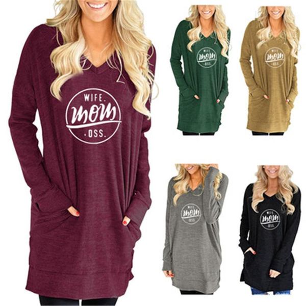 long sleeve pocket tshirt designer female casual loose split long tee women mom letter t-shirts fashion occident trend v neck, White
long sleeve pocket tshirt designer female casual loose split long tee women mom letter t-shirts fashion occident trend v neck, White