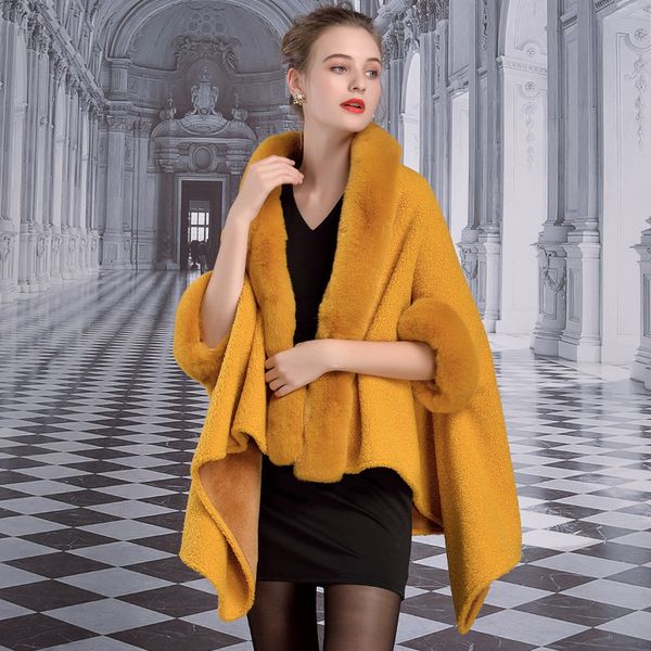 women's fur & faux 1801 fashion autumn and winter lamb cape women imitation thick shawl, Black
women's fur & faux 1801 fashion autumn and winter lamb cape women imitation thick shawl, Black