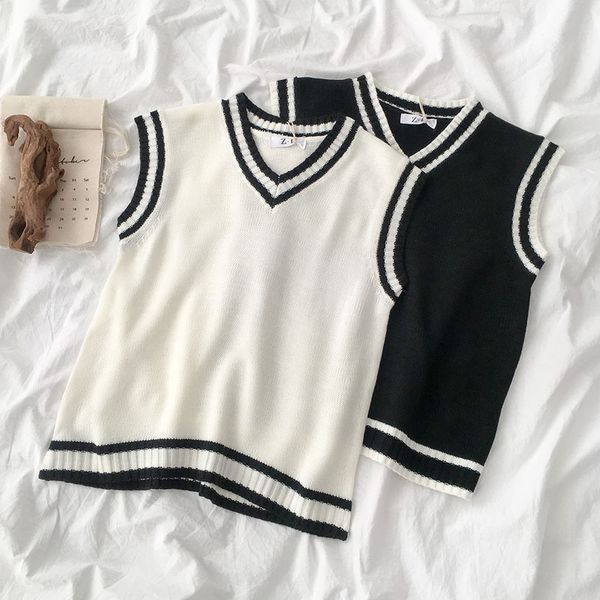 2020 new arrival women sweater striped vest college style vest new female student v-neck sleeveless female sweaters, Black;white
2020 new arrival women sweater striped vest college style vest new female student v-neck sleeveless female sweaters, Black;white