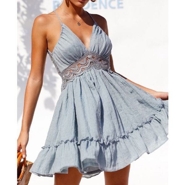 summer boho dress women casual v neck lace backless sleeveless party short beach dress sundress, Black;gray
summer boho dress women casual v neck lace backless sleeveless party short beach dress sundress, Black;gray