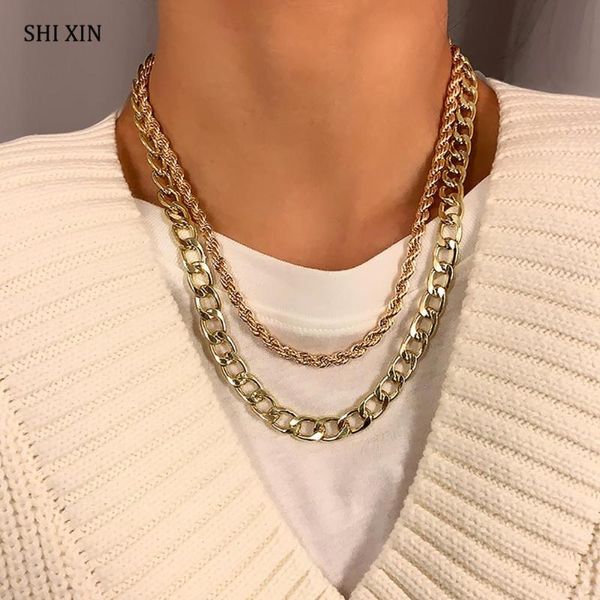 chokers shixin 2 pcs/set hip hop chunky chain necklace on the neck punk layered thick link short choker for women jewelry, Golden;silver
chokers shixin 2 pcs/set hip hop chunky chain necklace on the neck punk layered thick link short choker for women jewelry, Golden;silver