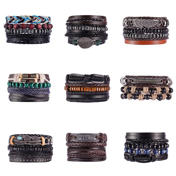 cool original design mens bohemian style leather link bracelet handmade vintage multilayer adjustable bracelets, Black
cool original design mens bohemian style leather link bracelet handmade vintage multilayer adjustable bracelets, Black