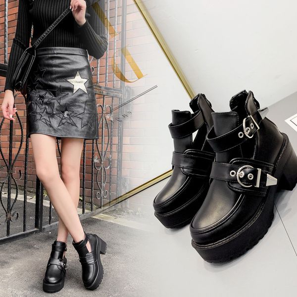 new spring boots women high thick platform boots high heels women shoes leather ankle for, Black
new spring boots women high thick platform boots high heels women shoes leather ankle for, Black