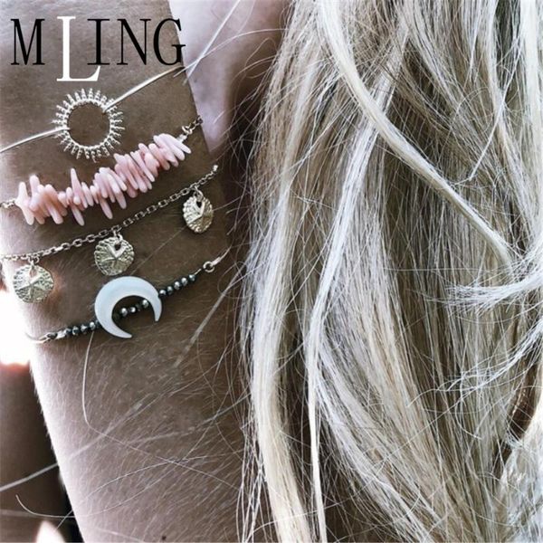 charm bracelets mling 4 pcs/set vintage gold alloy bracelet bohemian sequin natural stone moon for women, Golden;silver
charm bracelets mling 4 pcs/set vintage gold alloy bracelet bohemian sequin natural stone moon for women, Golden;silver