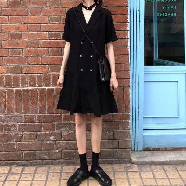 2020 new short-sleeved hepburn suit skirt women's slim-fit double-breasted small black elegant french suit formal dress dress summer yn, Black;gray
2020 new short-sleeved hepburn suit skirt women's slim-fit double-breasted small black elegant french suit formal dress dress summer yn, Black;gray