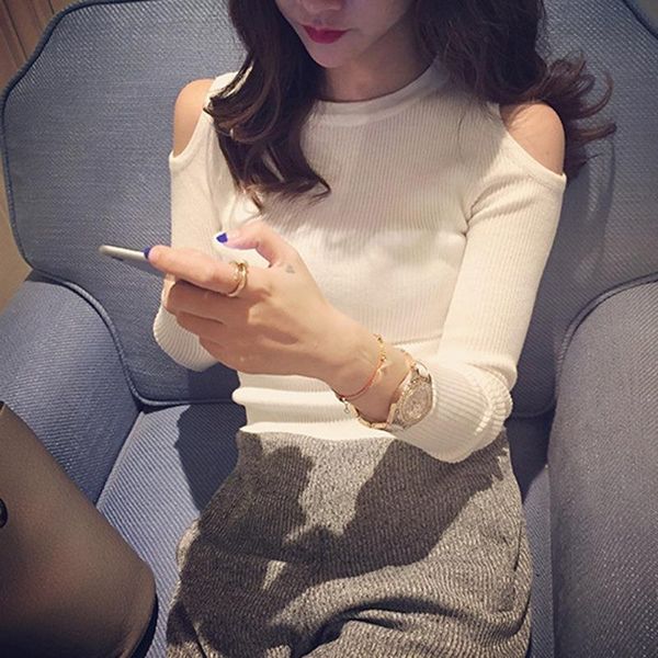 2019 off shoulder sweaters women fashion o-neck long sleeve pullovers femme casual solid sweater korean woman clothes, White;black
2019 off shoulder sweaters women fashion o-neck long sleeve pullovers femme casual solid sweater korean woman clothes, White;black