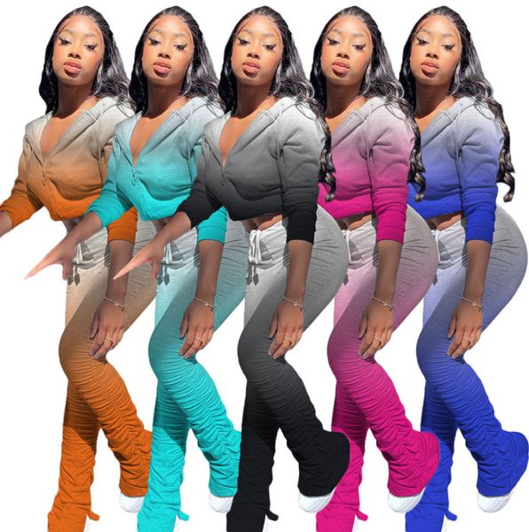 womens tracksuit 2 piece set fashion gradient color hooded zipper cardigan pleated split long pants suit ladies casual sports clothing t13, Gray
womens tracksuit 2 piece set fashion gradient color hooded zipper cardigan pleated split long pants suit ladies casual sports clothing t13, Gray