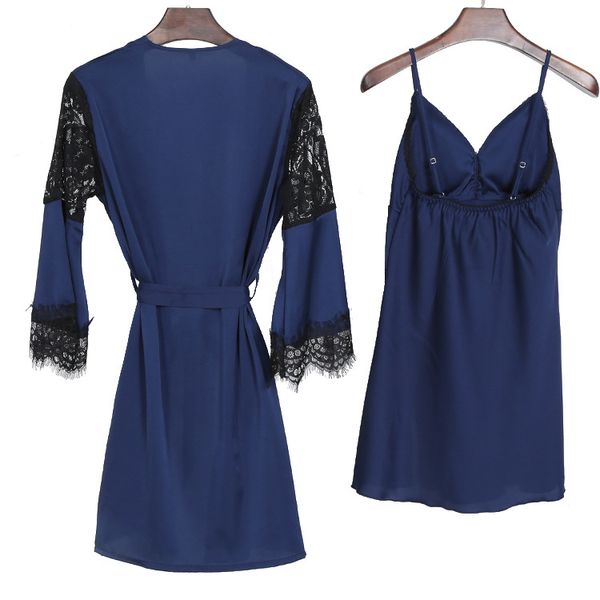women's sleepwear women silk robe set lace and spaghetti strap nighties dress full sleeve sleep wear, Black;red
women's sleepwear women silk robe set lace and spaghetti strap nighties dress full sleeve sleep wear, Black;red