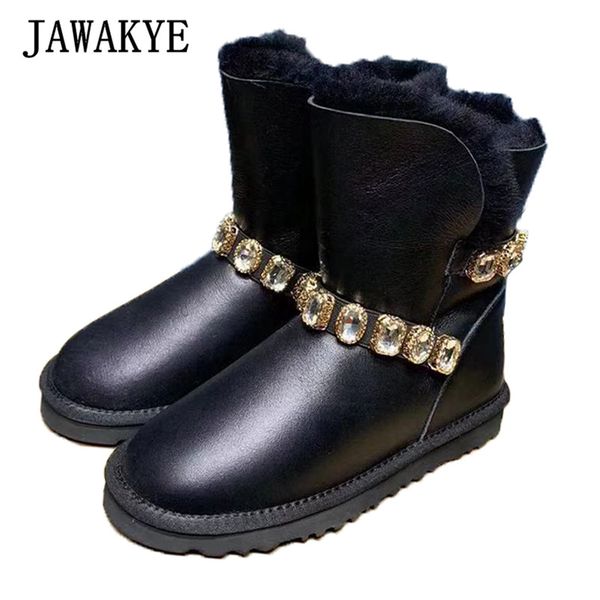 warm crystal chain snow boots for women skidproof flat platform shoes woman comfortable winter shoes natural wool mid calf boots, Black
warm crystal chain snow boots for women skidproof flat platform shoes woman comfortable winter shoes natural wool mid calf boots, Black
