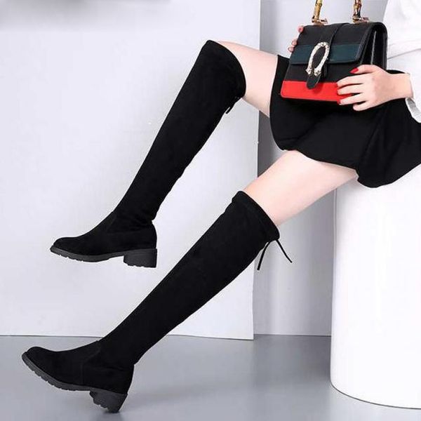 winter over the knee boots women stretch fabric women thigh high lace up woman flat shoes long feminina, Black
winter over the knee boots women stretch fabric women thigh high lace up woman flat shoes long feminina, Black
