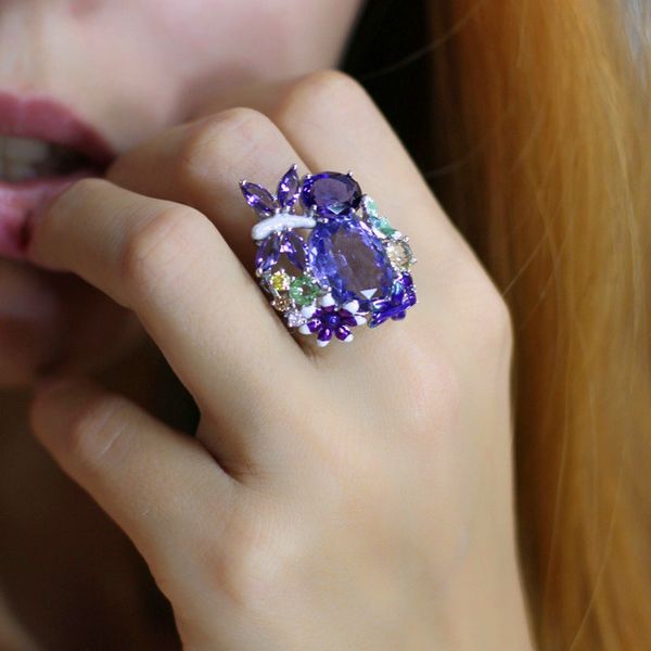 cluster rings luxury female big oval dragonfly flower ring unique style purple blue engagement vintage wedding for women, Golden;silver
cluster rings luxury female big oval dragonfly flower ring unique style purple blue engagement vintage wedding for women, Golden;silver