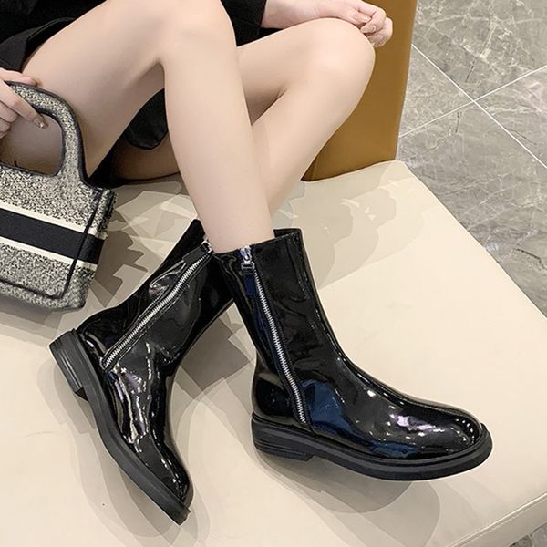 fashion zipper patent leather boots women 2020 ladies square heel short ankle boots casual round toe pu leather shoes, Black
fashion zipper patent leather boots women 2020 ladies square heel short ankle boots casual round toe pu leather shoes, Black