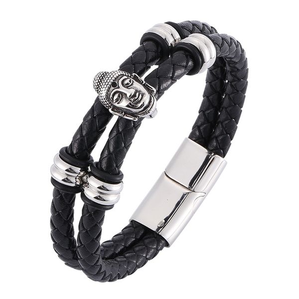 men jewelry black braided leather bracelet trendy stainless steel buddha bracelet male magnetic clasp bangle pd0329, Golden;silver
men jewelry black braided leather bracelet trendy stainless steel buddha bracelet male magnetic clasp bangle pd0329, Golden;silver