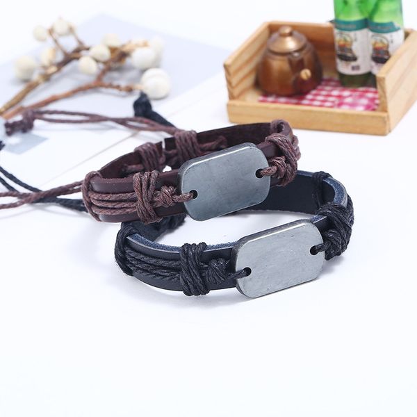 punk men's bracelet light plate alloy retro diy bracelet leather woven fashion jewelry accessories, Golden;silver
punk men's bracelet light plate alloy retro diy bracelet leather woven fashion jewelry accessories, Golden;silver