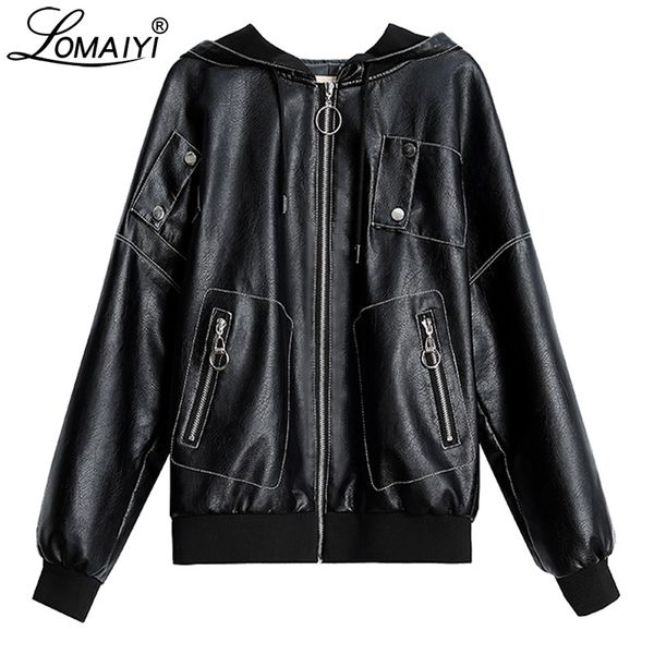 lomaiyi women's spring/autumn leather jacket women zipper pocket coat woman black hooded leather jackets pu jacket bw062
lomaiyi women's spring/autumn leather jacket women zipper pocket coat woman black hooded leather jackets pu jacket bw062