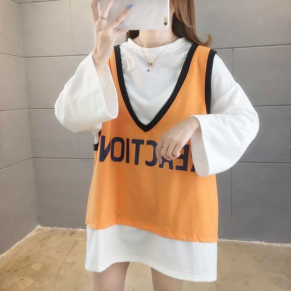 #1726 autumn 2020 false two piece sweatshirts womens pullover harajuku long sweatshirt female letters printed loose thin cotton, Black
#1726 autumn 2020 false two piece sweatshirts womens pullover harajuku long sweatshirt female letters printed loose thin cotton, Black