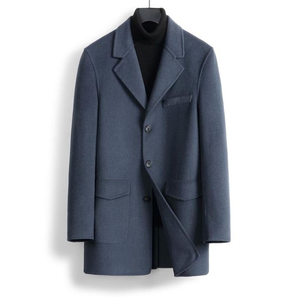 2020 new long formal woollen clothing blue formal suit collar slim businessman autumn spring wool jackets, Black 
2020 new long formal woollen clothing blue formal suit collar slim businessman autumn spring wool jackets, Black