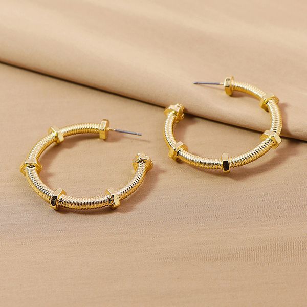 hoop & huggie punk metal texture thread c shape earrings for women vintage gold color round statement jewelry, Golden;silver
hoop & huggie punk metal texture thread c shape earrings for women vintage gold color round statement jewelry, Golden;silver