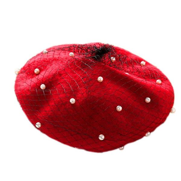 autumn and winter wool beret korean version of the japanese mesh pearls solid color british retro outdoor travel painter hat, Blue;gray
autumn and winter wool beret korean version of the japanese mesh pearls solid color british retro outdoor travel painter hat, Blue;gray