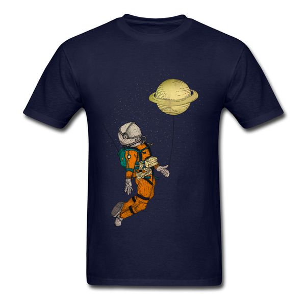 i've been to saturn planet men t-shirt retro cartoon astronaut print male navy blue t shirt o-neck cotton novelty