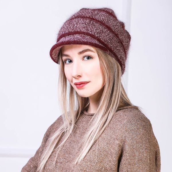 women hat angora winter knit beanie cap warm stripe soft double layers thermal snow outdoor accessory female, Blue;gray
women hat angora winter knit beanie cap warm stripe soft double layers thermal snow outdoor accessory female, Blue;gray