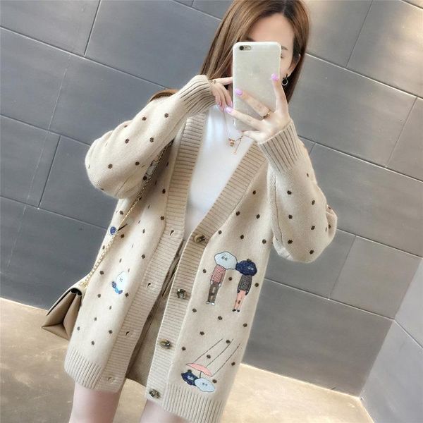 women sweaters autumn winter outerwear sweater v-neck casual knit cardigans cartoon embroidery long sleeve korean loose cardigan, White;black
women sweaters autumn winter outerwear sweater v-neck casual knit cardigans cartoon embroidery long sleeve korean loose cardigan, White;black