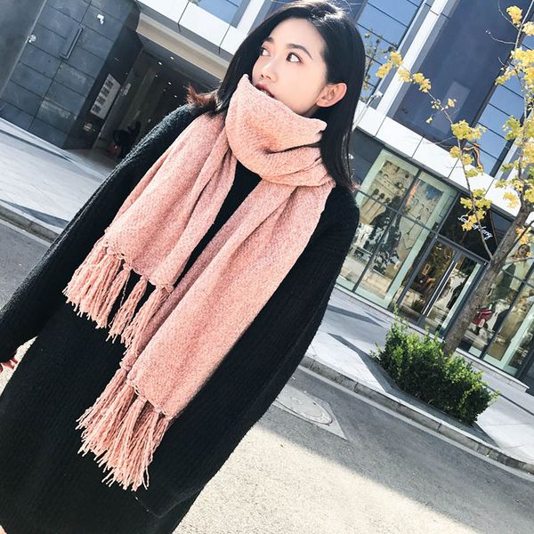 autumn winter new fashion all-match women's knitted chenille scarf for students to keep warm monochrome fringed cold-proof b53, Blue;gray
autumn winter new fashion all-match women's knitted chenille scarf for students to keep warm monochrome fringed cold-proof b53, Blue;gray