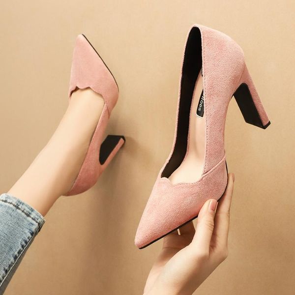 fashionable pointed high-heeled shoes with thick heels and shallow mouth women's shoes suede professional women's pumps 901-5, Black
fashionable pointed high-heeled shoes with thick heels and shallow mouth women's shoes suede professional women's pumps 901-5, Black