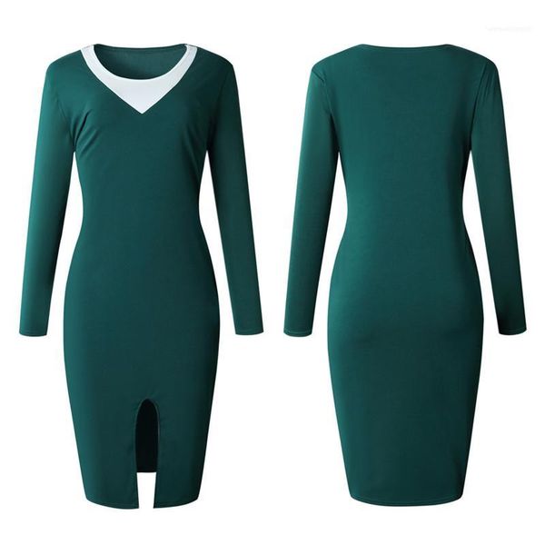 with split ladies ol dress autumn womens panelled pencil dress womens crew neck dresses, Black;gray
with split ladies ol dress autumn womens panelled pencil dress womens crew neck dresses, Black;gray