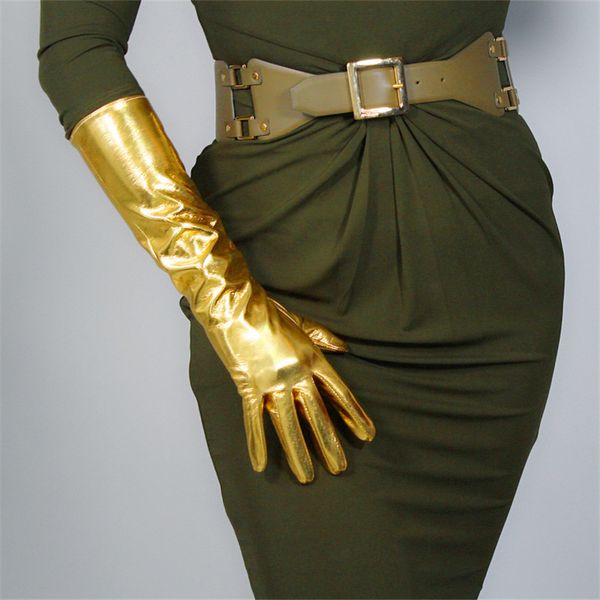 five fingers gloves woman patent leather pu long style 40cm bright evening dance party simulation female cosplay pu40, Blue;gray
five fingers gloves woman patent leather pu long style 40cm bright evening dance party simulation female cosplay pu40, Blue;gray