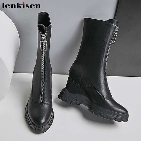 lenkisen wedges thick bottom motorcycles zipper genuine leather boots round toe winter black colors women mid-calf boots l20
lenkisen wedges thick bottom motorcycles zipper genuine leather boots round toe winter black colors women mid-calf boots l20