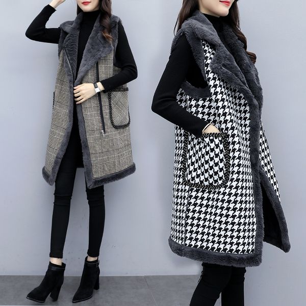 spring autumn new plaid long wool vest women plus velvet thick waistcoat plus size sleeveless jacket fashion vest women coat 5xl, Black;white
spring autumn new plaid long wool vest women plus velvet thick waistcoat plus size sleeveless jacket fashion vest women coat 5xl, Black;white