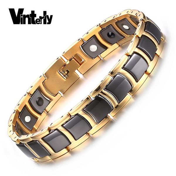 vinterly mens bracelet health black ceramic bio magnetic germanium bracelets men hand chain link gold color stainless jewelry 
vinterly mens bracelet health black ceramic bio magnetic germanium bracelets men hand chain link gold color stainless jewelry