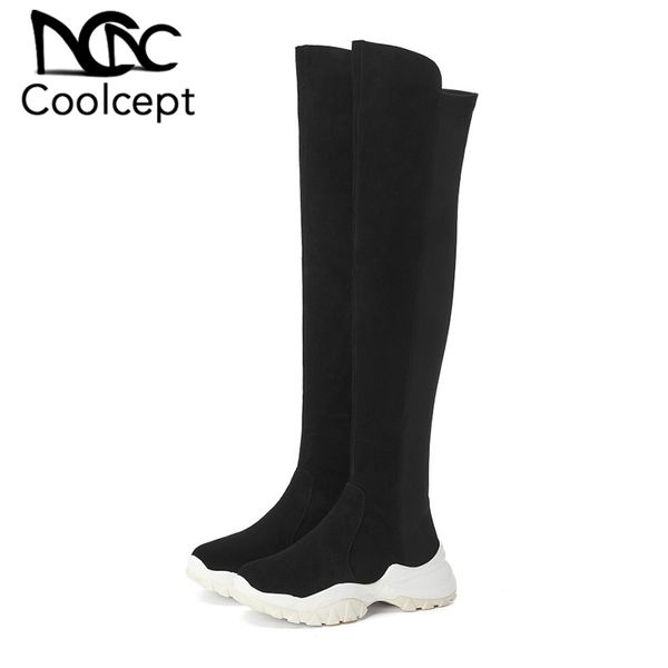 coolcept women real leather stretch boots over the knee boots winter casual shoes woman round toe botas size 34-40, Black
coolcept women real leather stretch boots over the knee boots winter casual shoes woman round toe botas size 34-40, Black
