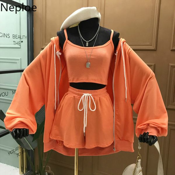 neploe 3 piece set women solid hooded collar zipper long sleeve hoody +lace up slim waist wide leg shorts+camis fashion suits, Gray
neploe 3 piece set women solid hooded collar zipper long sleeve hoody +lace up slim waist wide leg shorts+camis fashion suits, Gray
