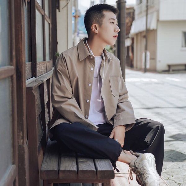 long-sleeved shirt solid color autumn men's all-match style men's fashion shirt spring korean style loose casual jacket, White;black
long-sleeved shirt solid color autumn men's all-match style men's fashion shirt spring korean style loose casual jacket, White;black