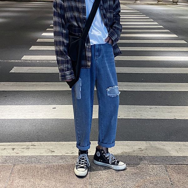 men's jeans 2021 stitching cloth design biker denim trousers loose youth fashion straight casual pants stretch slim fit s-3xl, Blue
men's jeans 2021 stitching cloth design biker denim trousers loose youth fashion straight casual pants stretch slim fit s-3xl, Blue