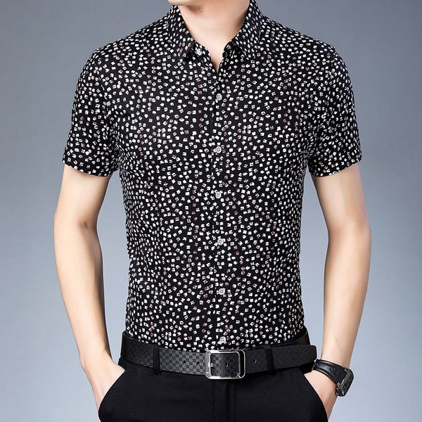 men's casual shirts 2021 summer mens dress 100% mercerized cotton short sleeve printed men shirt, White;black
men's casual shirts 2021 summer mens dress 100% mercerized cotton short sleeve printed men shirt, White;black